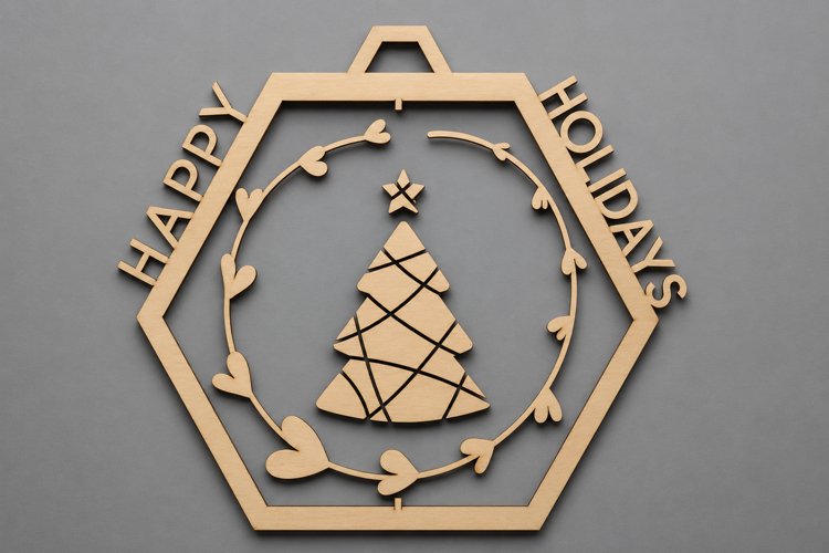 Happy Holidays Wooden Christmas Tree Ornament