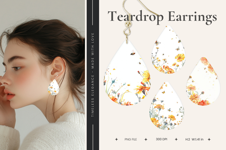 Flower Teardrop Earring Floral Teardrop Sublimation_24