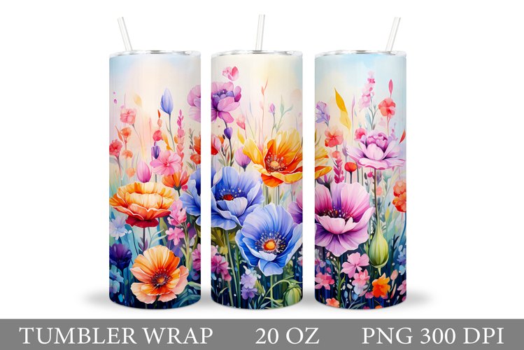 Flowers Tumbler. Wildflowers Tumbler Sublimation