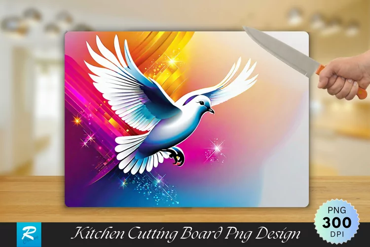 White Dove Cutting Board Sublimation Design