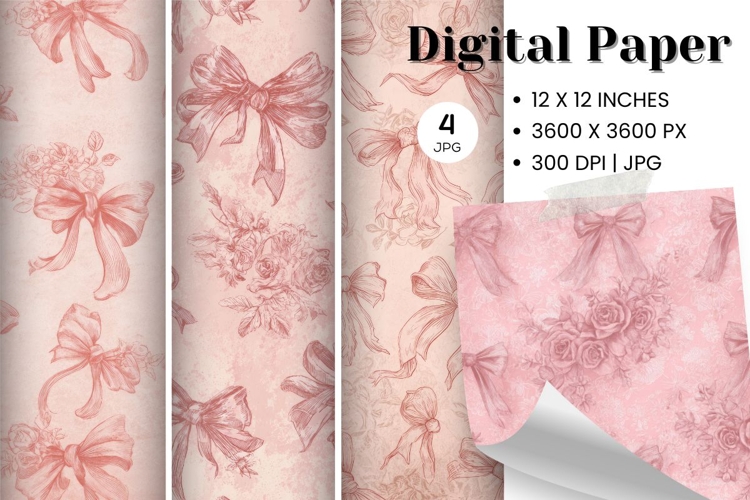 Bow Ribbon Background Bow Digital Paper Pattern Wallpaper_72