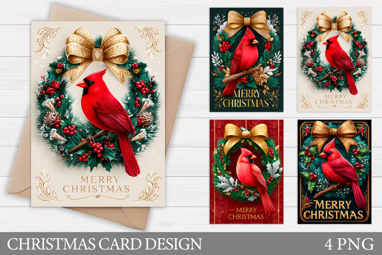 Christmas Cardinal Card Design. Christmas Card Printable