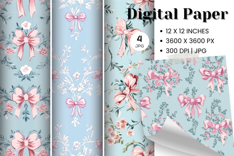 Bow Ribbon Background Bow Digital Paper Pattern Wallpaper_8