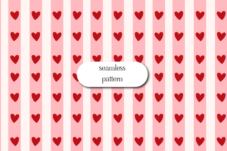 Red Heart Stripe Seamless Valentine Pattern Digital Paper