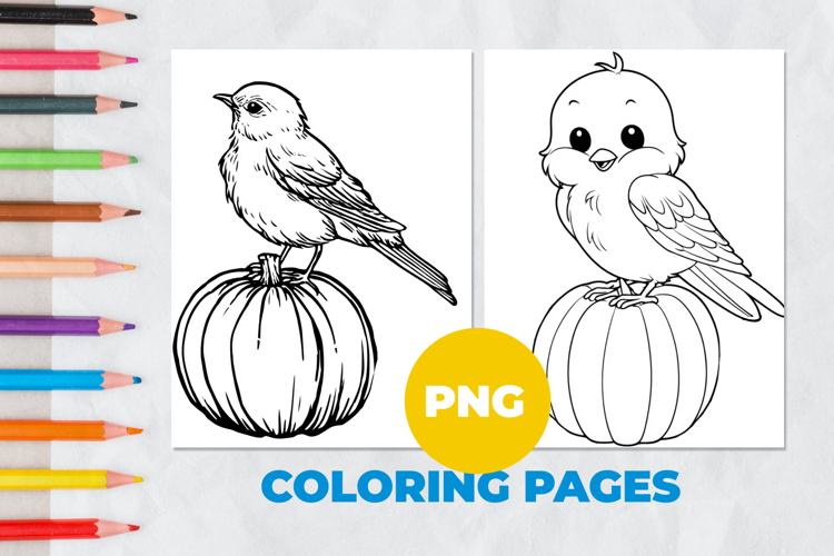 Bird on a pumpkin Coloring Pages | Coloring book