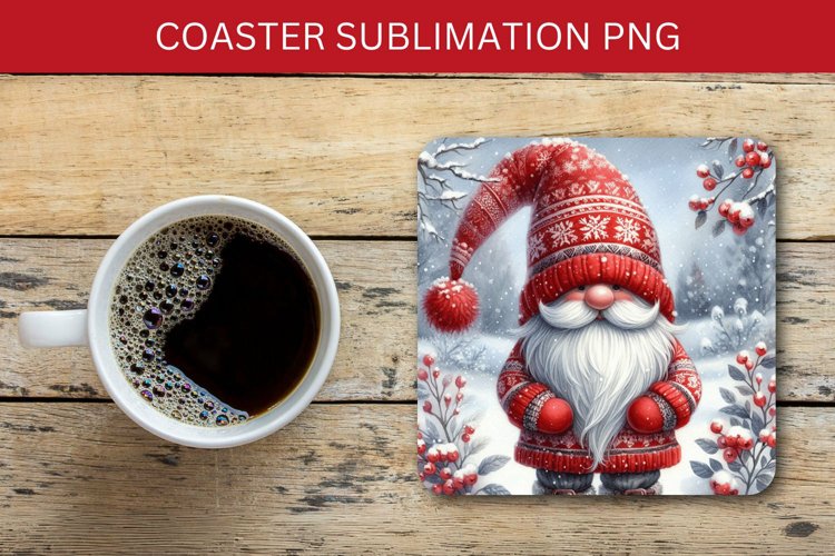 square coaster - christmas gnome santa claus