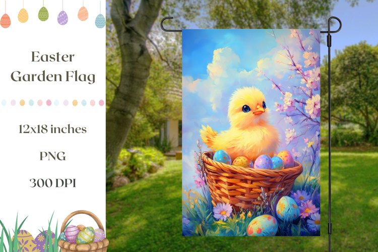 Happy Easter Garden Flag, Easter Basket Garden Flag Design