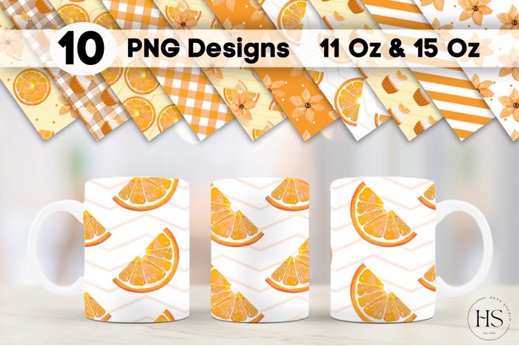 10 Orange Flower Mug Sublimation, Cupcake Coffee Mug Warp example image 1