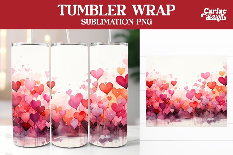 Valentines Tumbler Sublimation, Hearts Tumbler Wrap