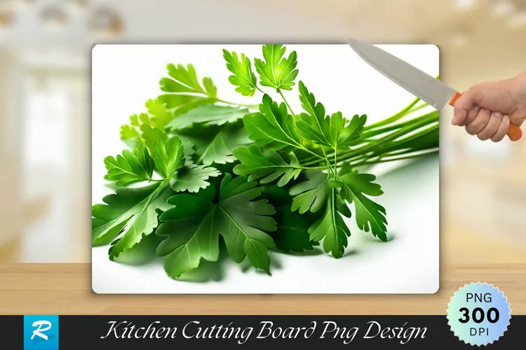 Coriander Leaves on White Cutting Board Sublimation Design