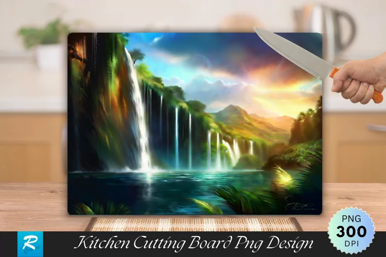 Water Falling Cutting Board Sublimation Design