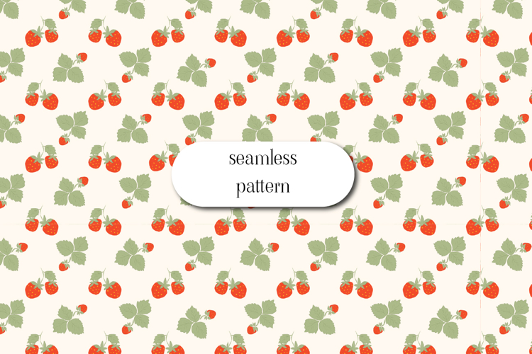 Strawberry Seamless Pattern | Cottagecore Berry Digital Pape