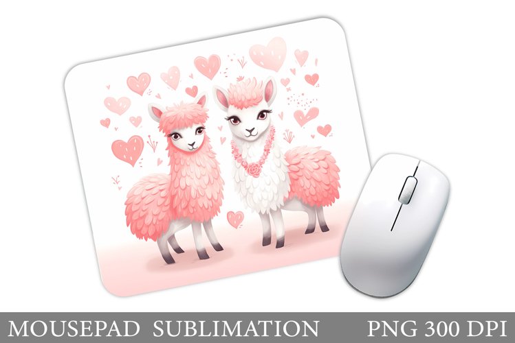 Valentines Lama Mouse Pad. Cute Lama Mouse Pad Sublimation example image 1