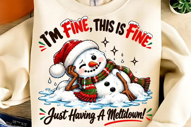It's Fine I'm Fine PNG, Funny Christmas PNG, Christmas PNG