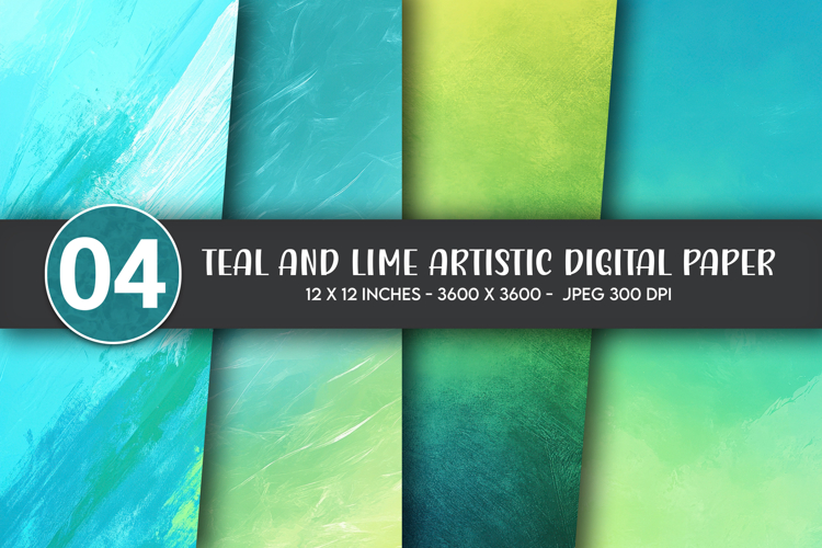 Teal and Lime Artistic Digital Paper example image 1