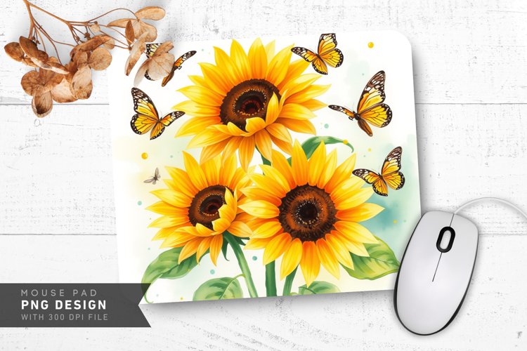 Soft Sunflower Charm Mouse Pad PNG Design