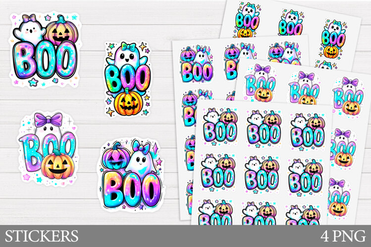 Boo Sticker Printable. Halloween Sticker Design example image 1