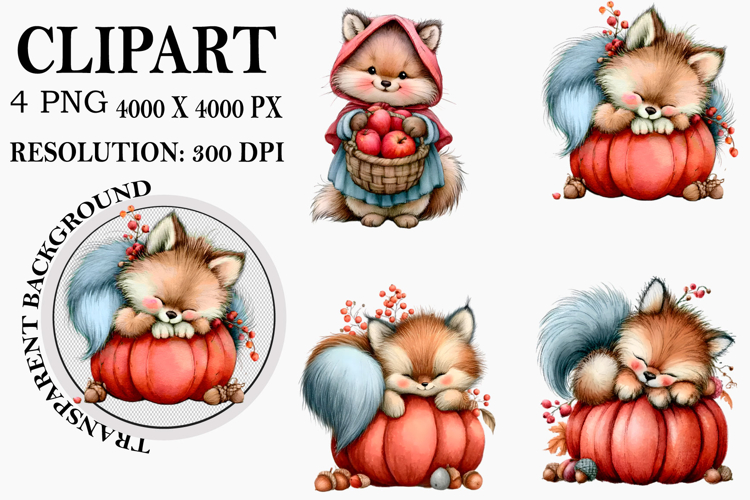 Cute Watercolor Fox Clipart Image 6