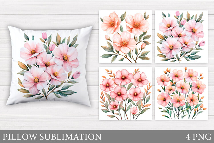 Flowers Pillow Sublimation. Floral Pillow Sublimation example image 1