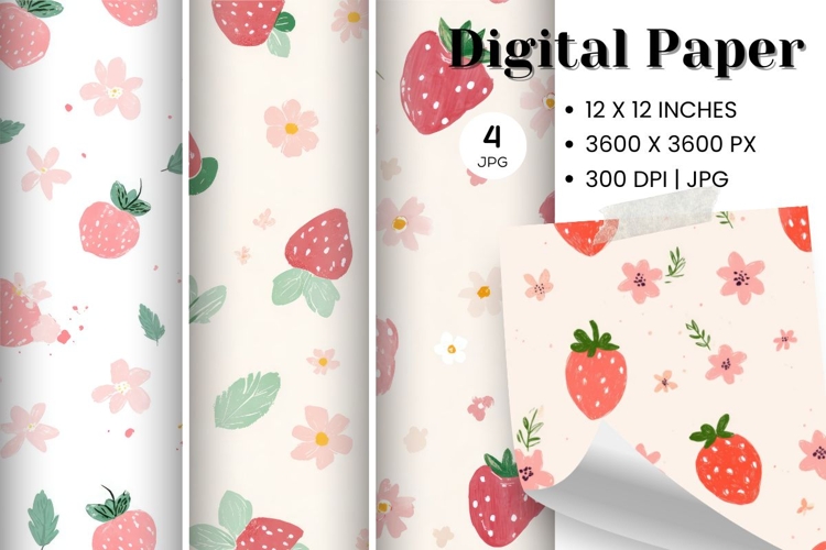 Strawberry Pattern Background Fresh Fruit Wallpaper Backdrop