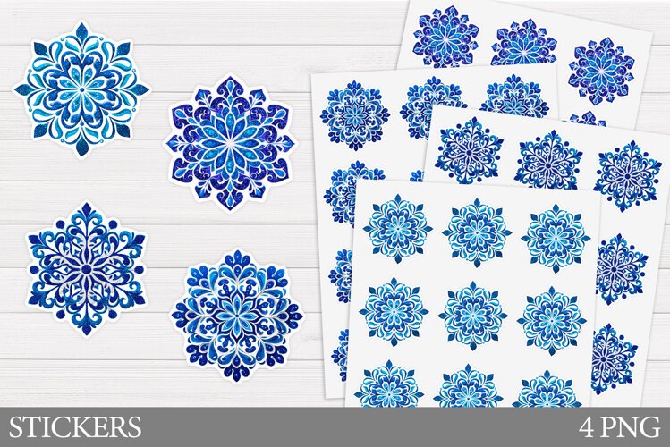 Snowflake Sticker Design. Christmas Sticker Printable example image 1