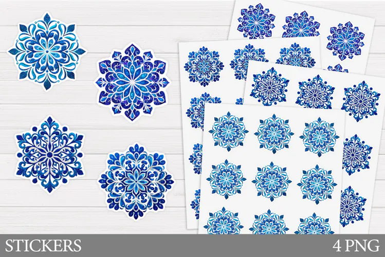 Snowflake Sticker Design. Christmas Sticker Printable