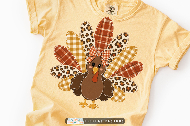 Preppy Turkey PNG | Kids Thanksgiving PNG | Girl Fall Design