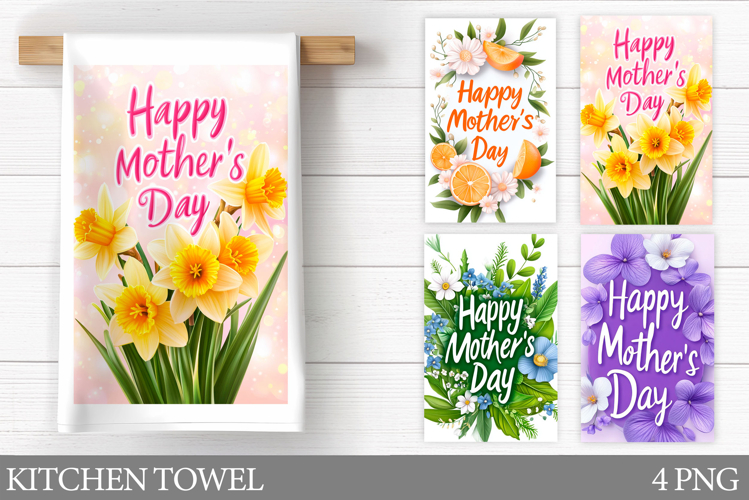 Mother's Day Kitchen Towel. Floral Kitchen Towel Sublimation
