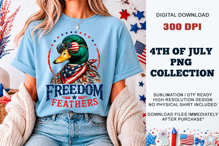 Freedom Feathers PNG | Patriotic Mallard Duck DTF