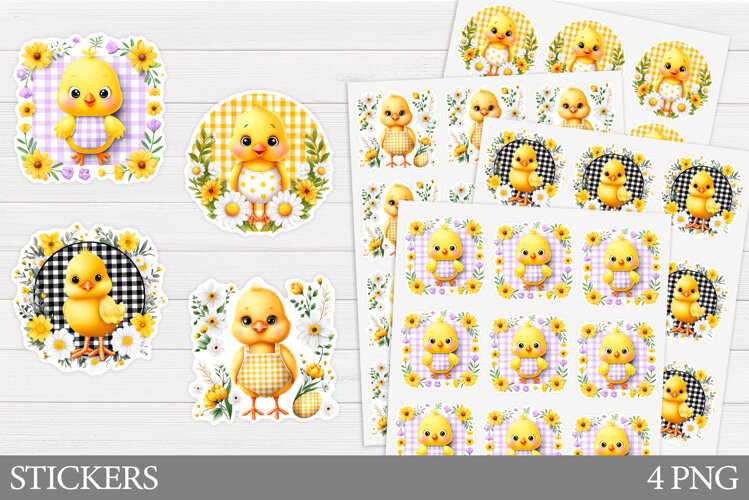 Cute Chick Sticker Design. Chick Flowers Sticker Printable example image 1