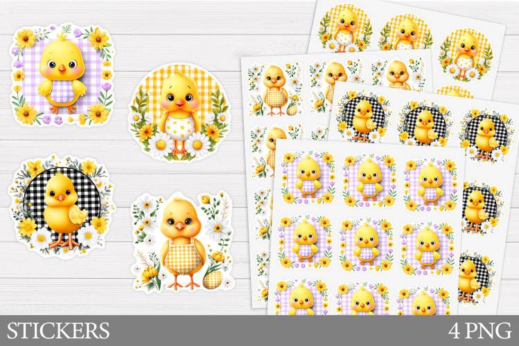 Cute Chick Sticker Design. Chick Flowers Sticker Printable