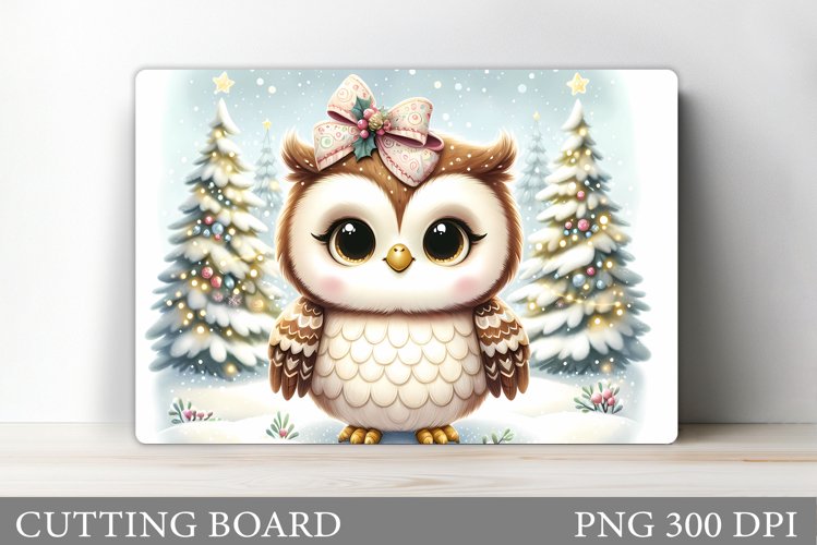 Cute Owl Cutting Board. Christmas Cutting Board Sublimation example image 1