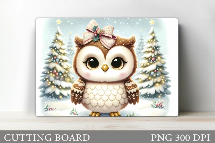 Cute Owl Cutting Board. Christmas Cutting Board Sublimation