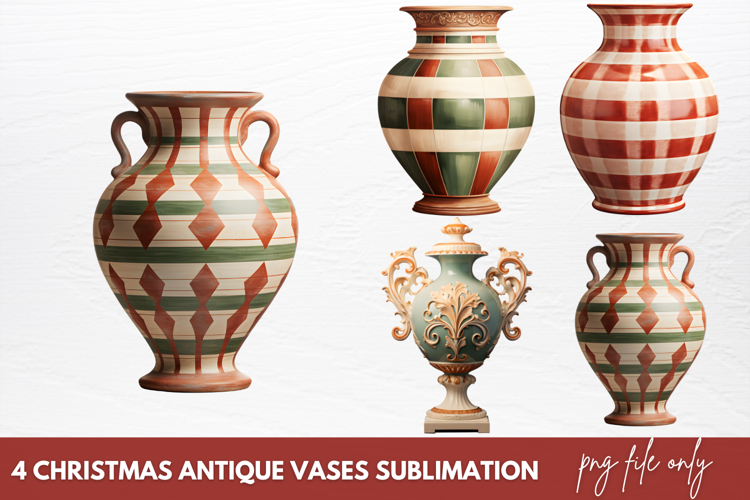 Christmas Antique Vases Clipart Sublimation