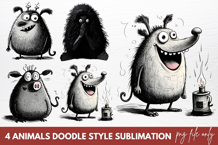 Animals Doodle Style Sublimation