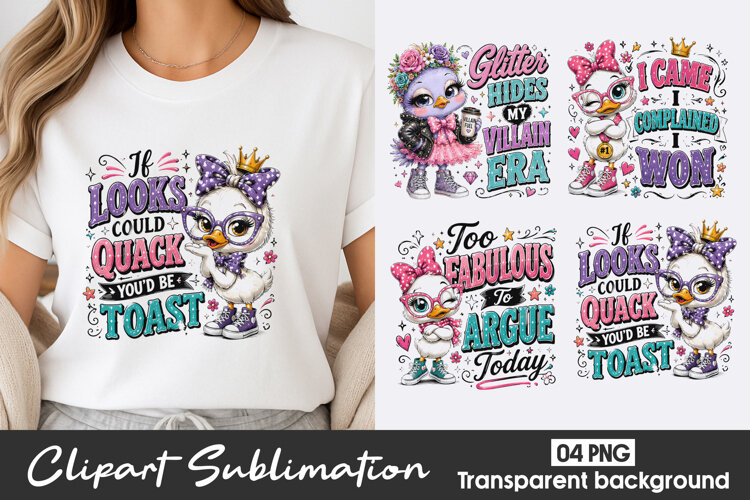 Funny Duck Quote Clipart Sublimation PNG example image 1