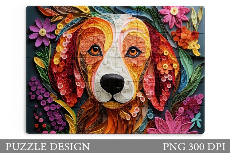 Dog Puzzle Design. Dog Quilling Puzzle Sublimation example image 1