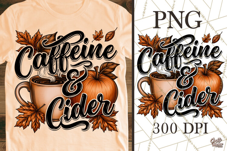 Coffee & Cider Pumpkin PNG Sublimation Design example image 1