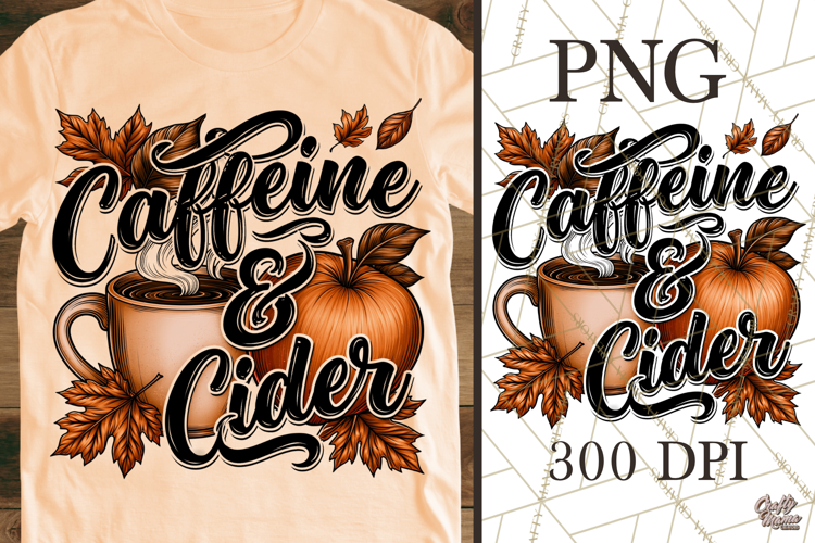 Coffee & Cider Pumpkin PNG Sublimation Design
