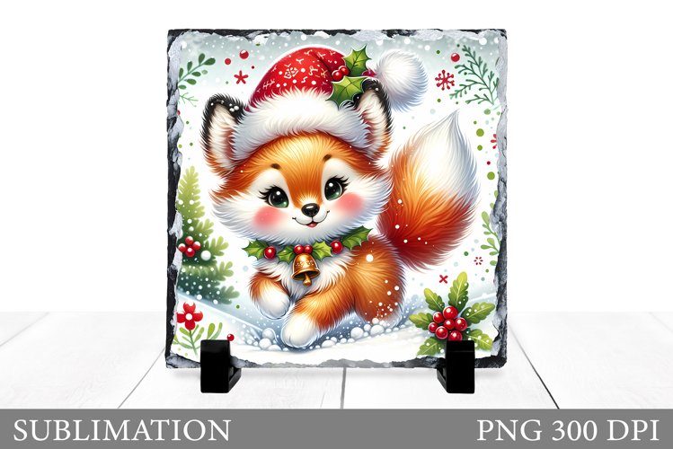 Christmas Fox Sublimation. Christmas Fox Slate Design