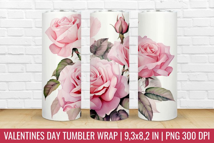 Roses Flower Tumbler Wrap | Tumbler Sublimation Design example image 1