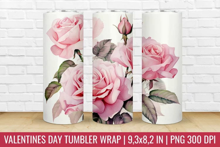 Roses Flower Tumbler Wrap | Tumbler Sublimation Design