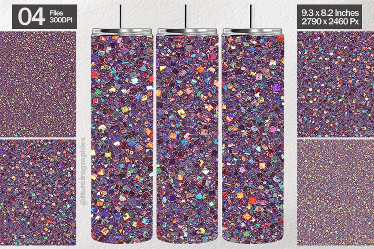 Dark Purple Holographic Glitter Tumbler Wrap| Tumbler