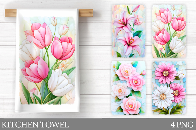 Flowers Kitchen Towel. Floral Kitchen Towel Design