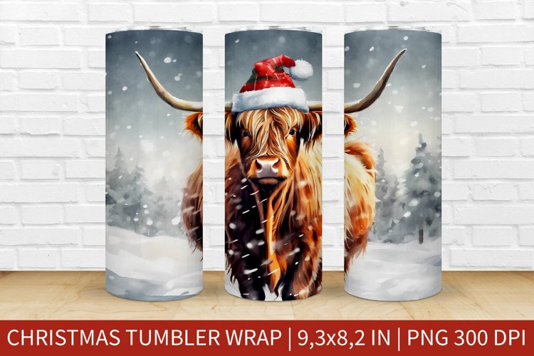 Christmas Highland Cow | Christmas Tumbler Sublimation
