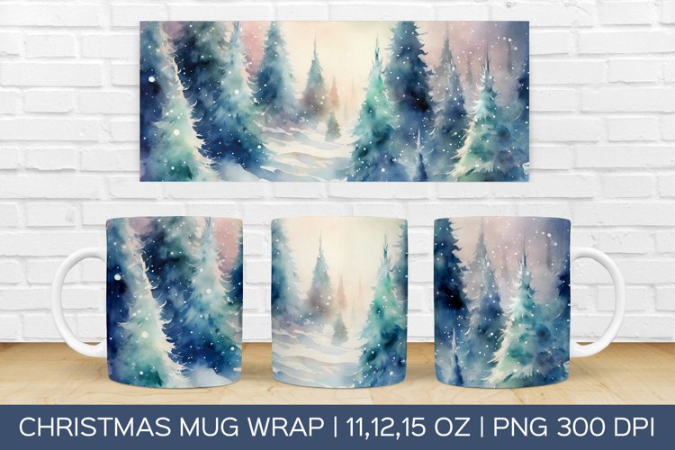 Christmas Tree Mug Wrap | Christmas Sublimation Design