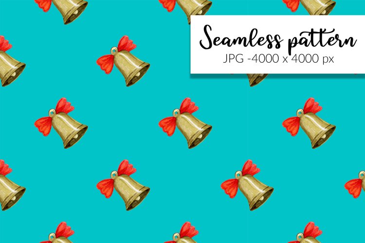Christmas bells watercolor digital paper