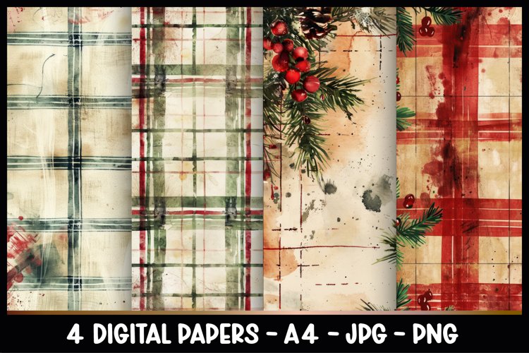 4 Christmas Digital Papers I Christmas Junk Journal Pages