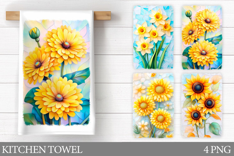 Flowers Kitchen Towel Design. Kitchen Towel Sublimation example image 1