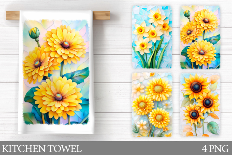 Flowers Kitchen Towel Design. Kitchen Towel Sublimation